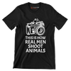 This is how realmen shoot animals - Vegan Themed T-Shirt-Black-S-Custom One Express