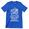 This is how realmen shoot animals - Vegan Themed T-Shirt-Blue-S-Custom One Express