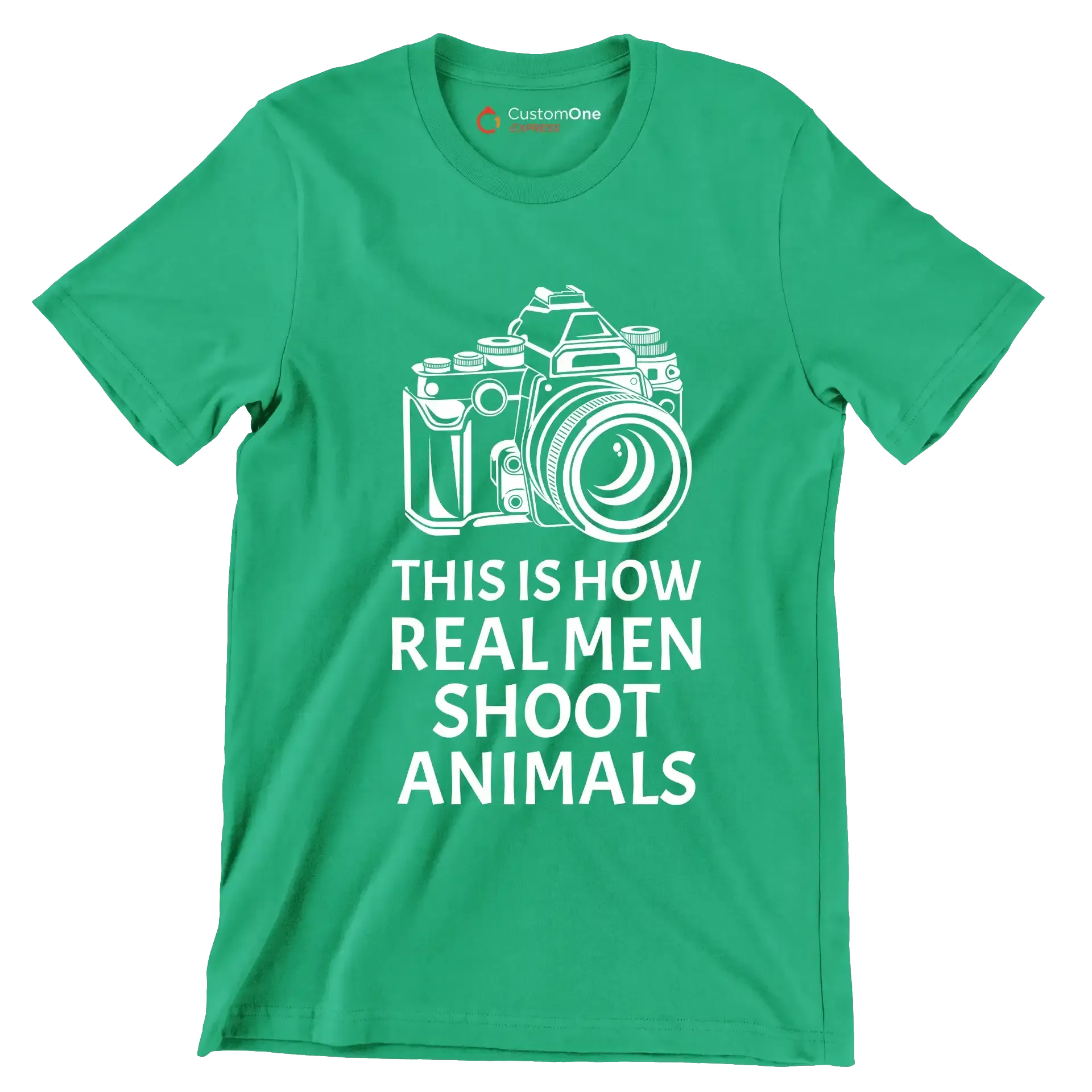 This is how realmen shoot animals - Vegan Themed T-Shirt-Green-S-Custom One Express