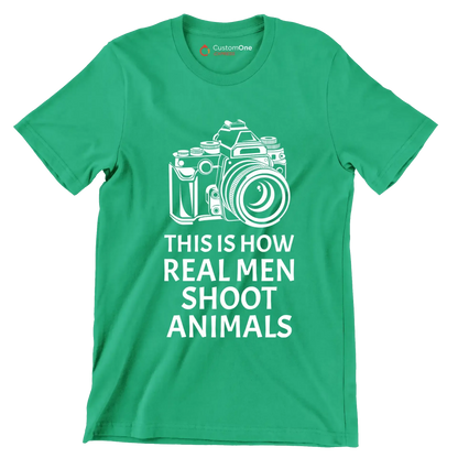This is how realmen shoot animals - Vegan Themed T-Shirt-Green-S-Custom One Express