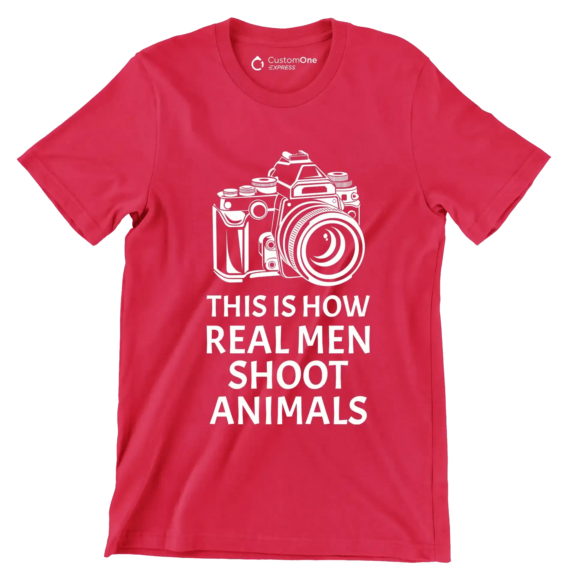 This is how realmen shoot animals - Vegan Themed T-Shirt-Red-S-Custom One Express