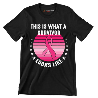 This is what a survivor looks like - Breast Cancer Awareness T-Shirt-Black-S-Custom One Express