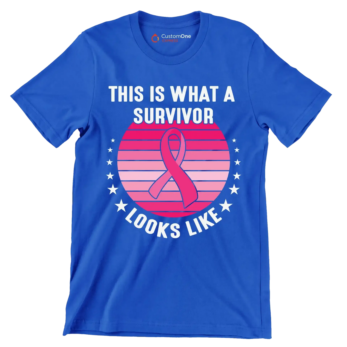 This is what a survivor looks like - Breast Cancer Awareness T-Shirt-Blue-S-Custom One Express