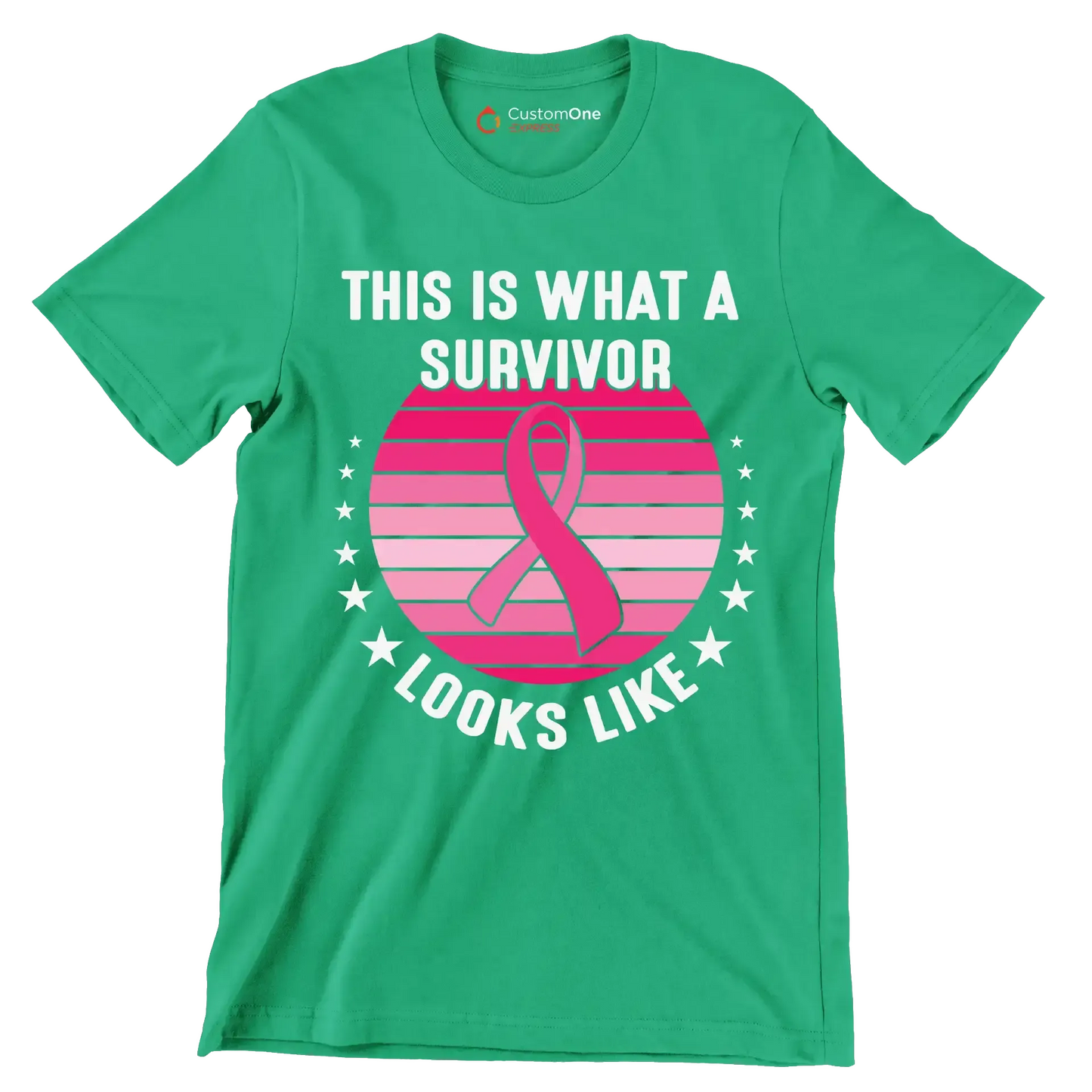 This is what a survivor looks like - Breast Cancer Awareness T-Shirt-Green-S-Custom One Express