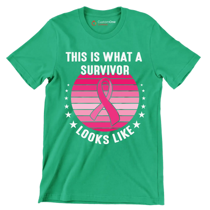 This is what a survivor looks like - Breast Cancer Awareness T-Shirt-Green-S-Custom One Express