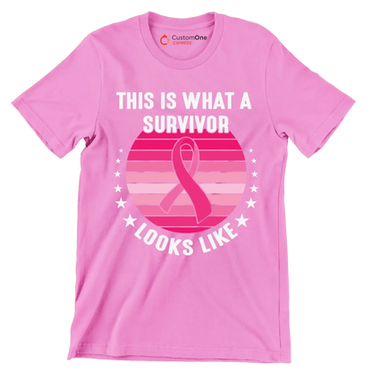 This is what a survivor looks like - Breast Cancer Awareness T-Shirt-Pink-S-Custom One Express