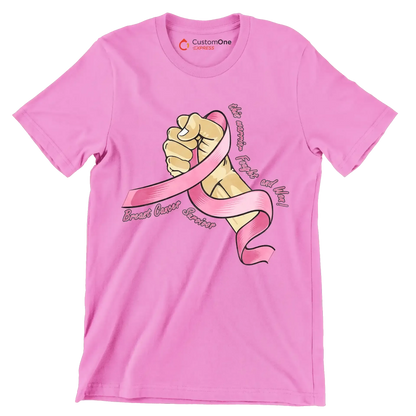 This warrior fought and won! breast cancer survivor - Breast Cancer Awareness T-Shirt-Pink-S-Custom One Express