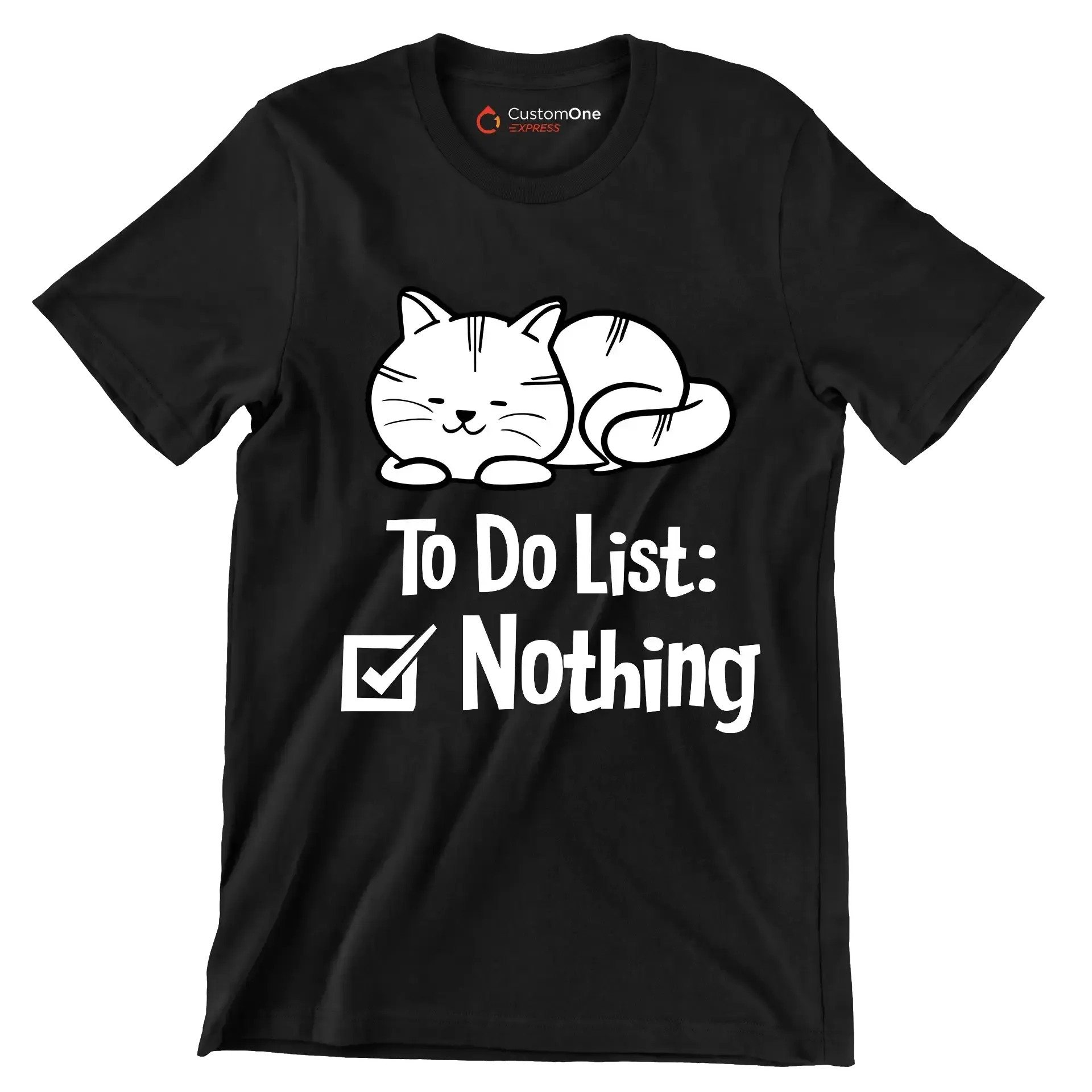 To do list nothing - Cat Themed T-Shirt-Black-S-Custom One Express