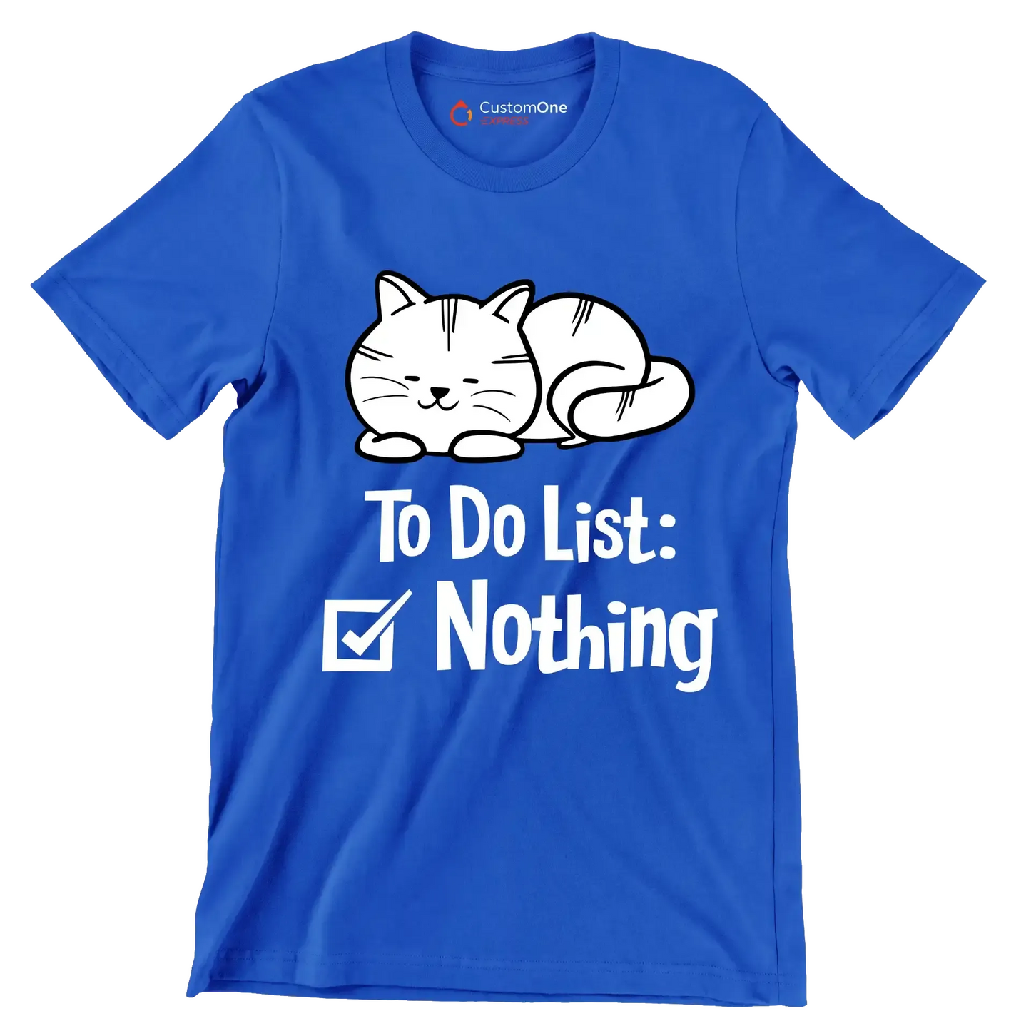 To do list nothing - Cat Themed T-Shirt-Blue-S-Custom One Express