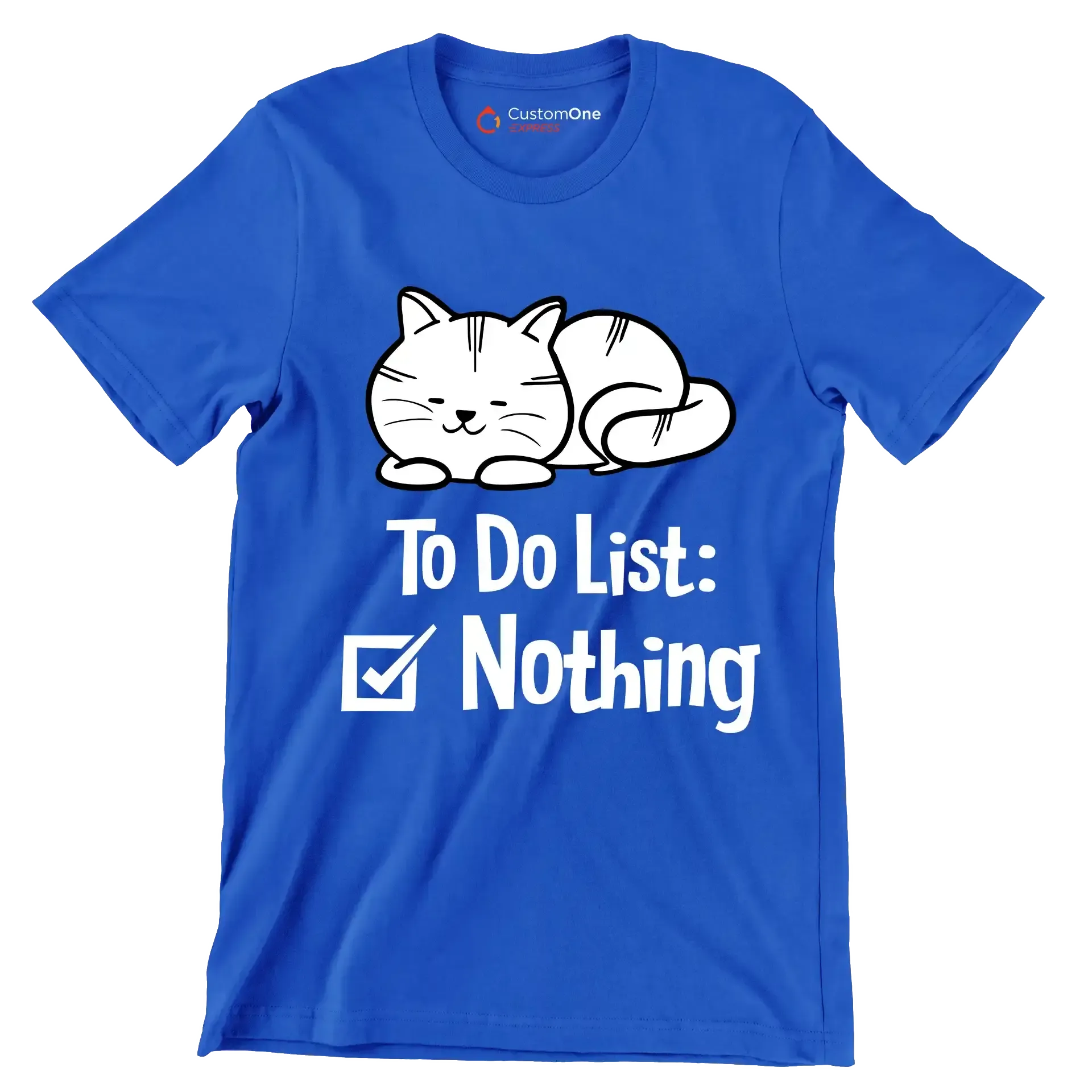 To do list nothing - Cat Themed T-Shirt-Blue-S-Custom One Express
