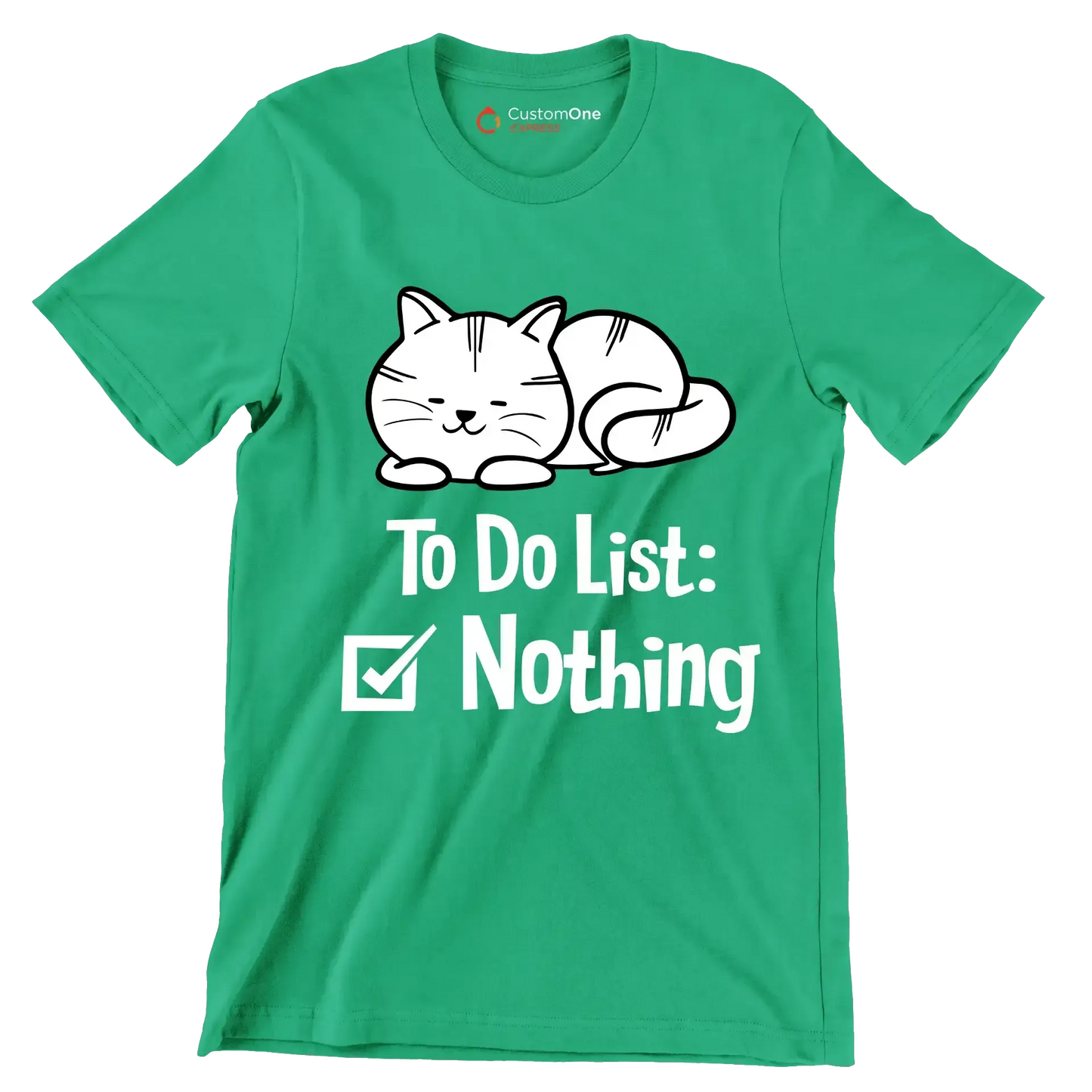 To do list nothing - Cat Themed T-Shirt-Green-S-Custom One Express