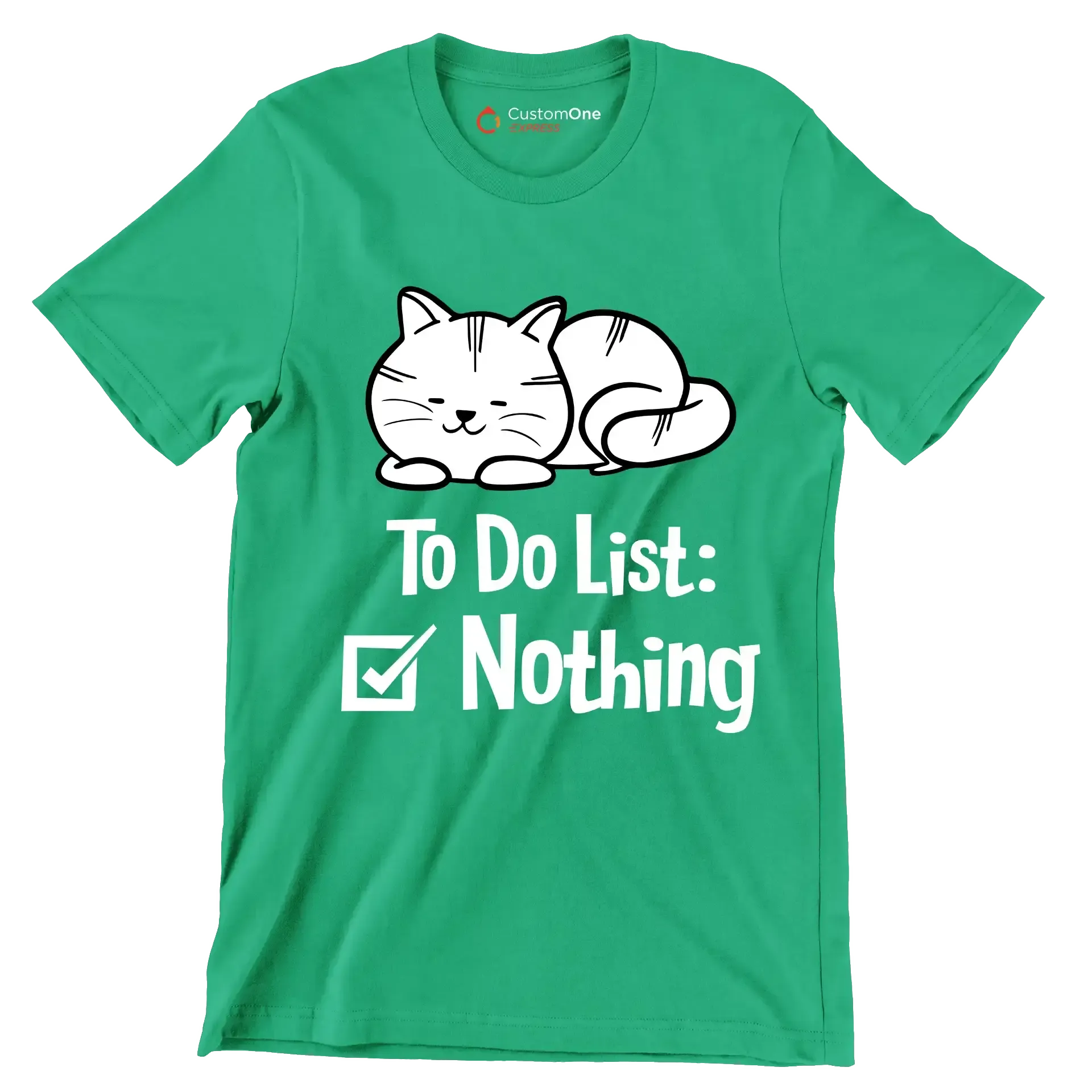To do list nothing - Cat Themed T-Shirt-Green-S-Custom One Express
