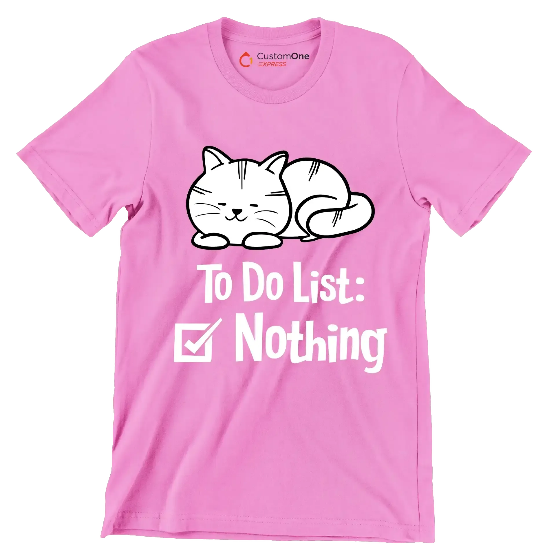 To do list nothing - Cat Themed T-Shirt-Pink-S-Custom One Express