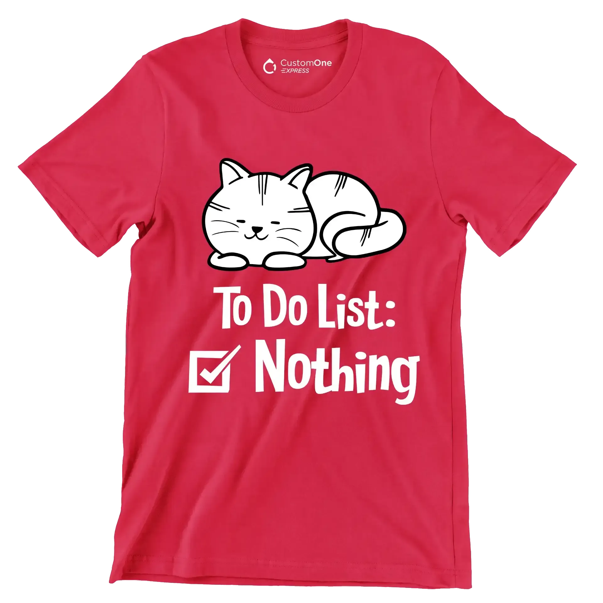 To do list nothing - Cat Themed T-Shirt-Red-S-Custom One Express