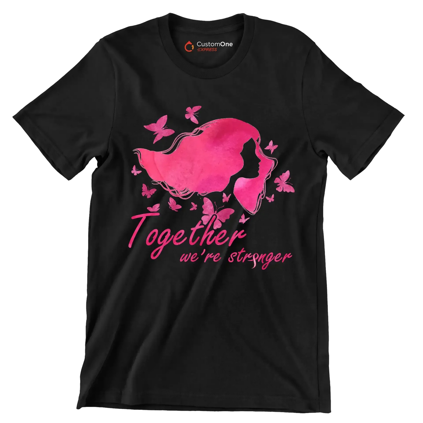 Together we are stronger - Breast Cancer Awareness T-Shirt-Black-S-Custom One Express