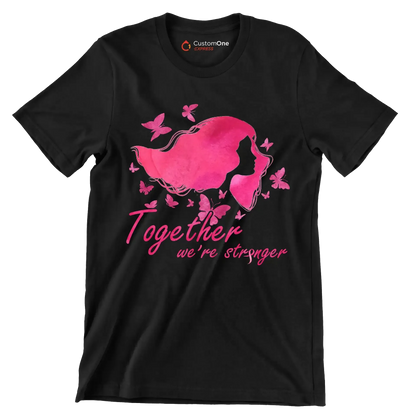 Together we are stronger - Breast Cancer Awareness T-Shirt-Black-S-Custom One Express