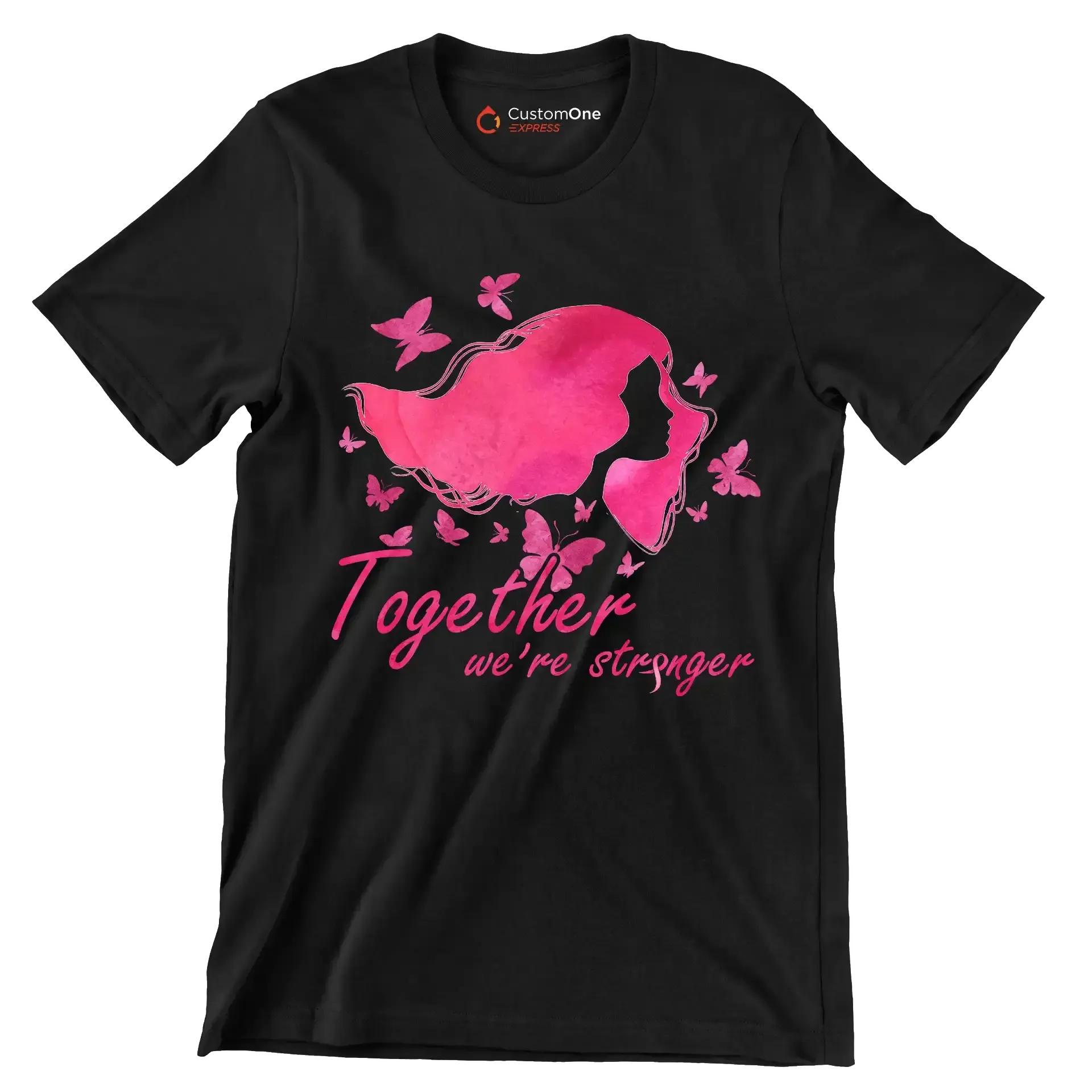 Together we are stronger - Breast Cancer Awareness T-Shirt-Black-S-Custom One Express