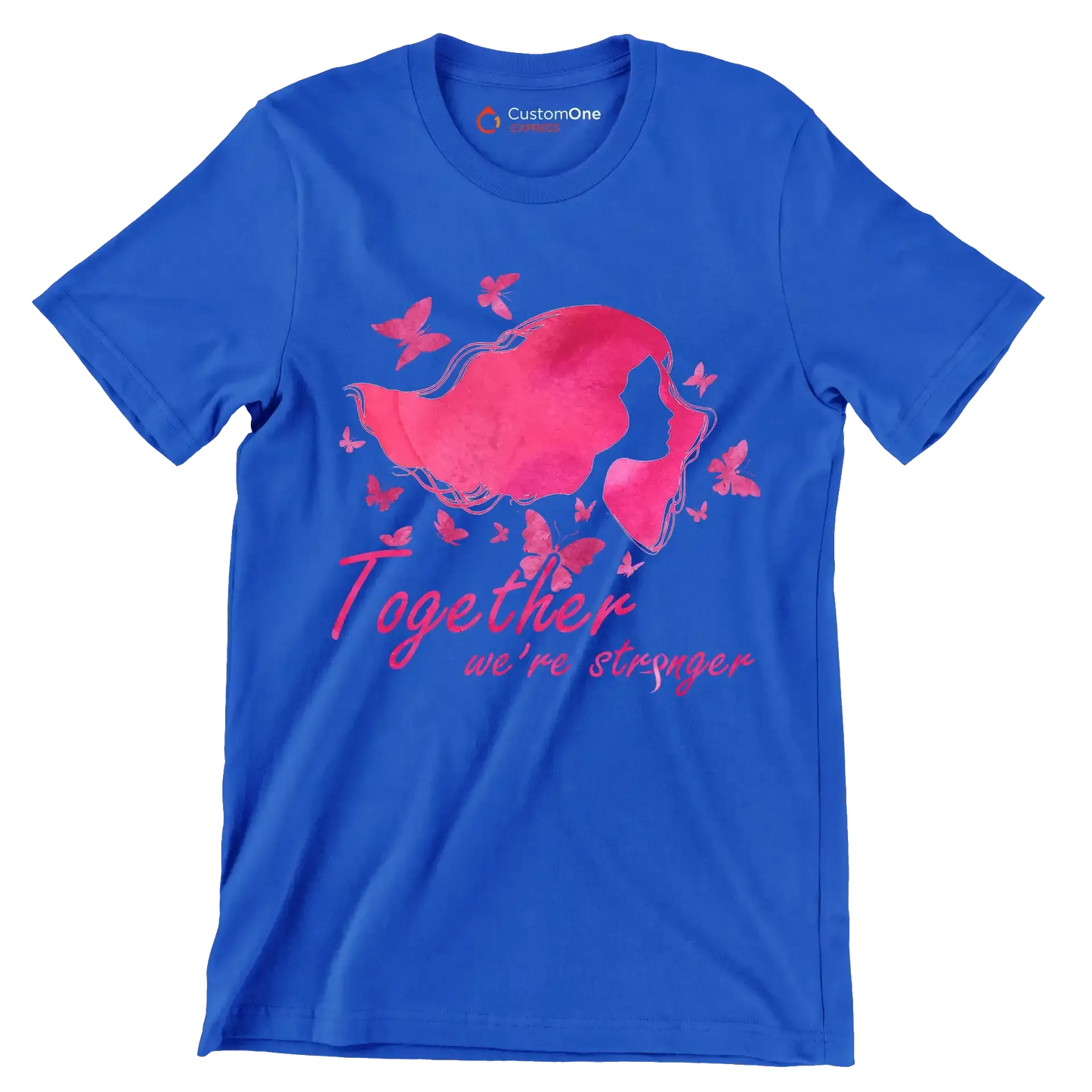 Together we are stronger - Breast Cancer Awareness T-Shirt-Blue-S-Custom One Express