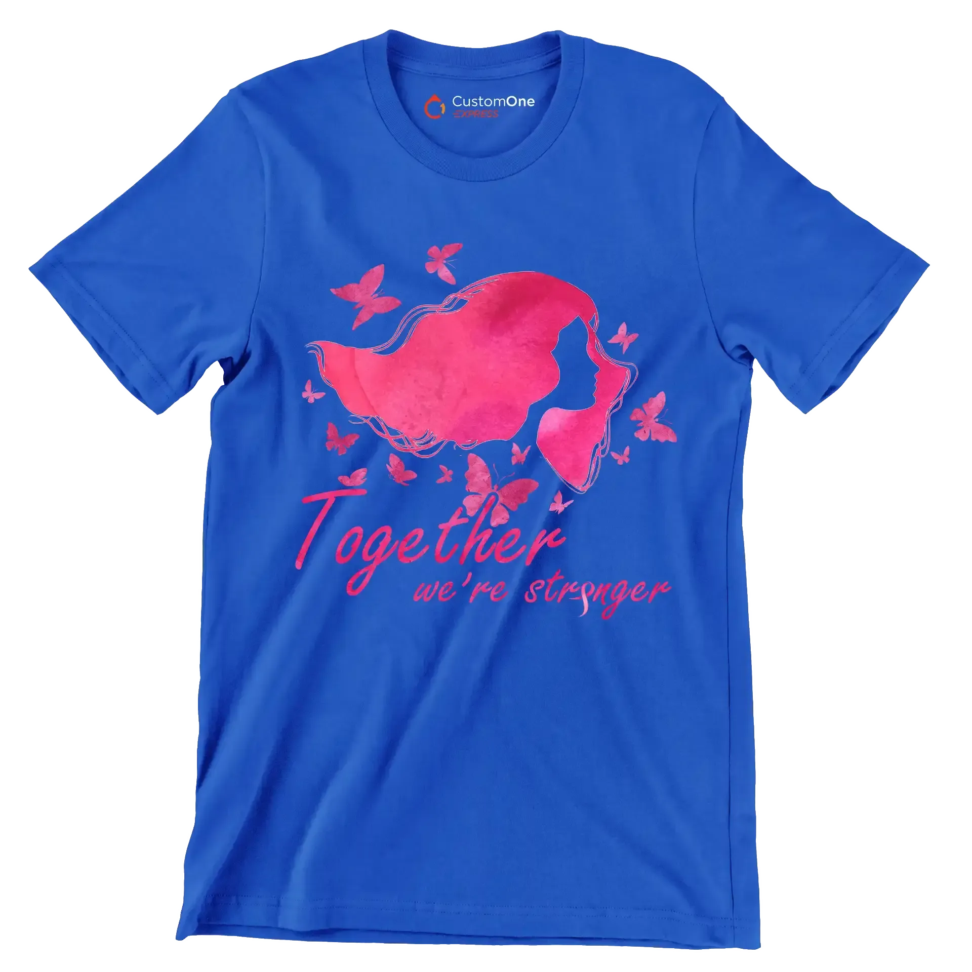 Together we are stronger - Breast Cancer Awareness T-Shirt-Blue-S-Custom One Express
