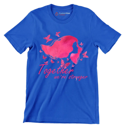 Together we are stronger - Breast Cancer Awareness T-Shirt-Blue-S-Custom One Express