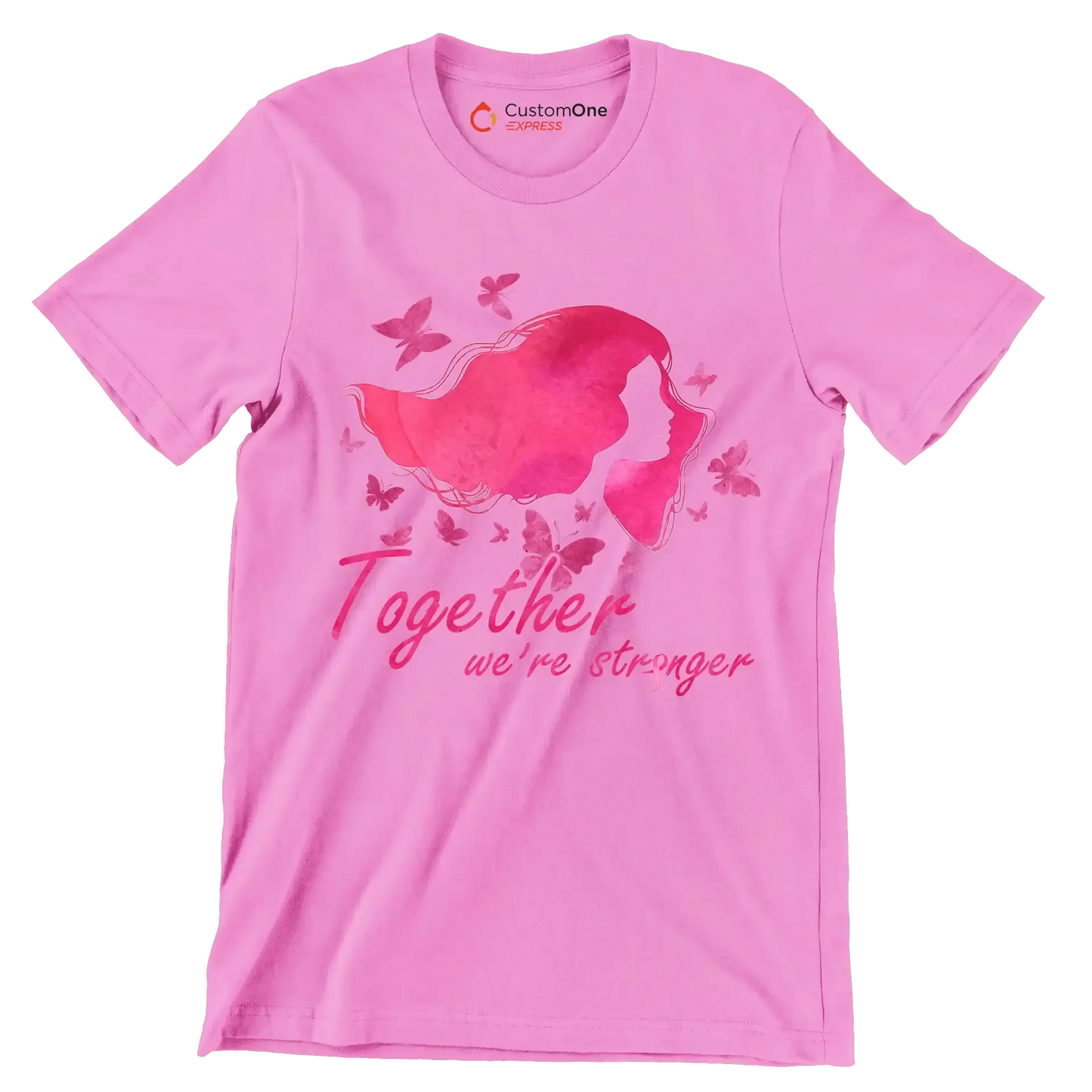 Together we are stronger - Breast Cancer Awareness T-Shirt-Pink-S-Custom One Express