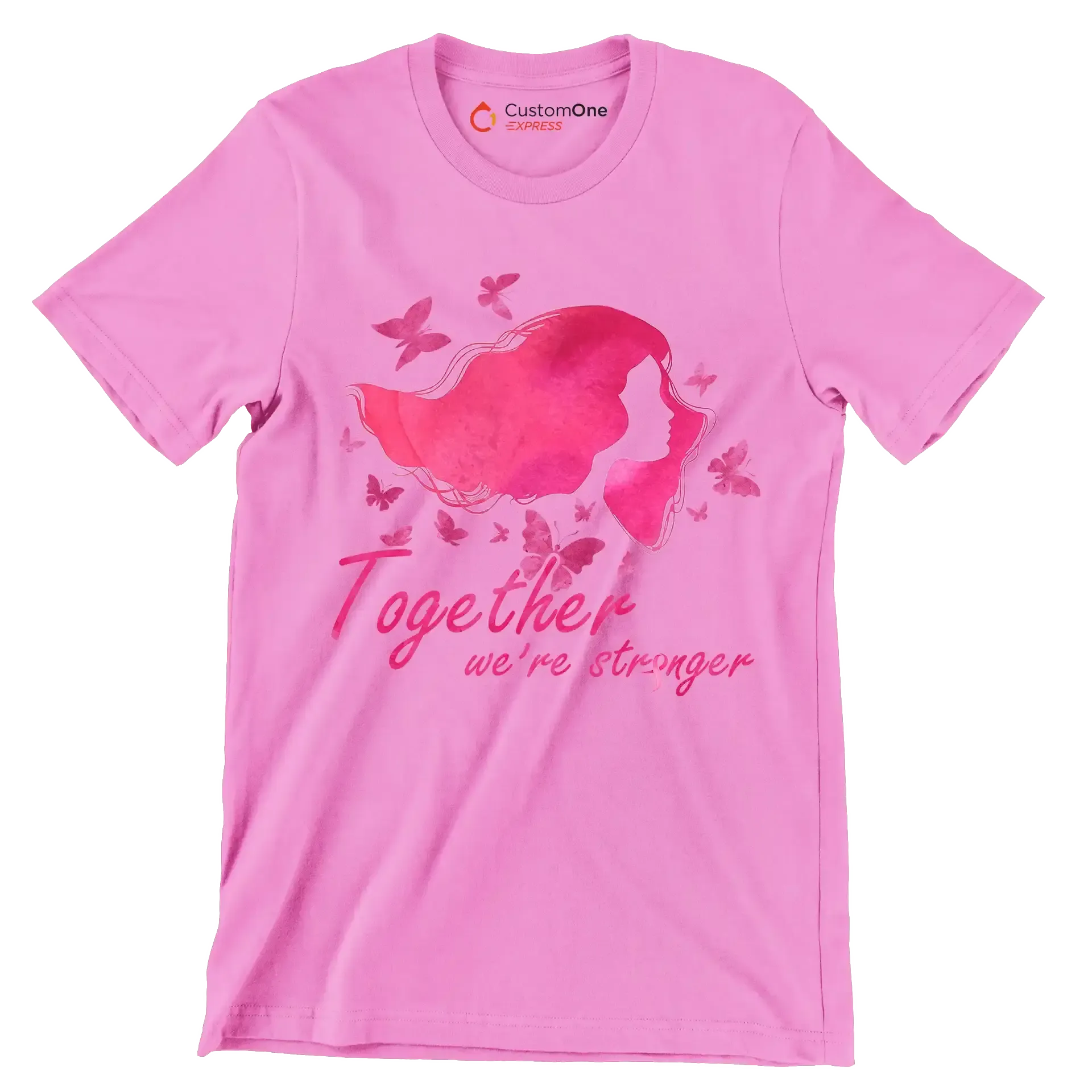 Together we are stronger - Breast Cancer Awareness T-Shirt-Pink-S-Custom One Express