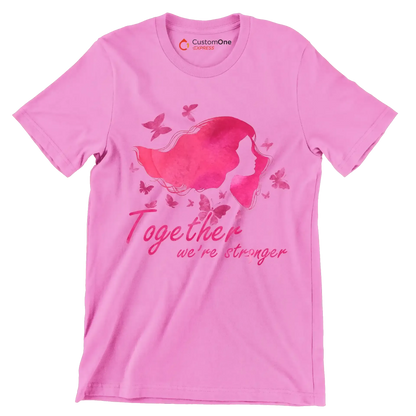 Together we are stronger - Breast Cancer Awareness T-Shirt-Pink-S-Custom One Express