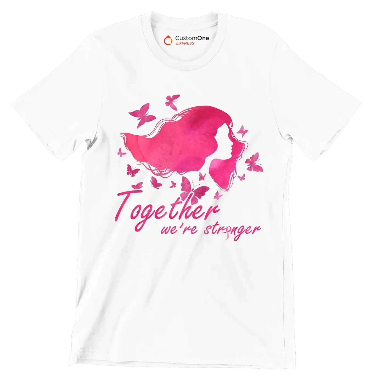 Together we are stronger - Breast Cancer Awareness T-Shirt-White-S-Custom One Express