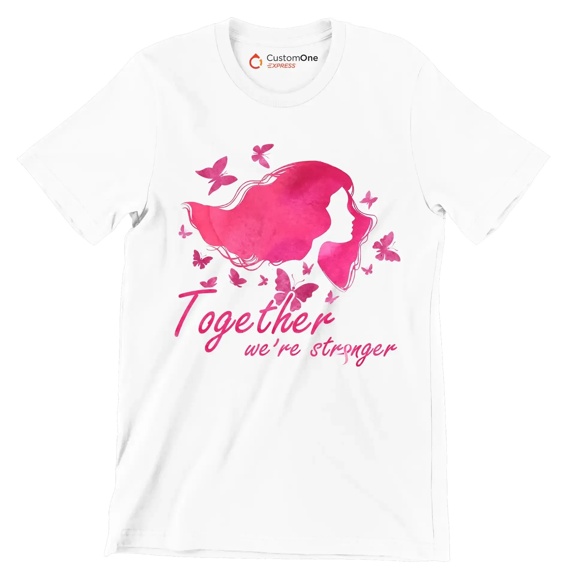 Together we are stronger - Breast Cancer Awareness T-Shirt-White-S-Custom One Express