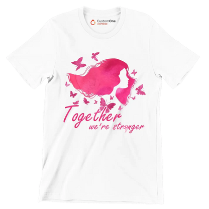Together we are stronger - Breast Cancer Awareness T-Shirt-White-S-Custom One Express
