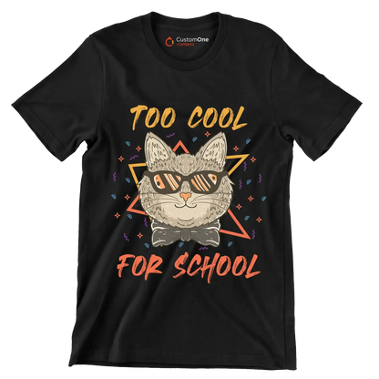 Too cool for school - Cat Themed T-Shirt-Black-S-Custom One Express