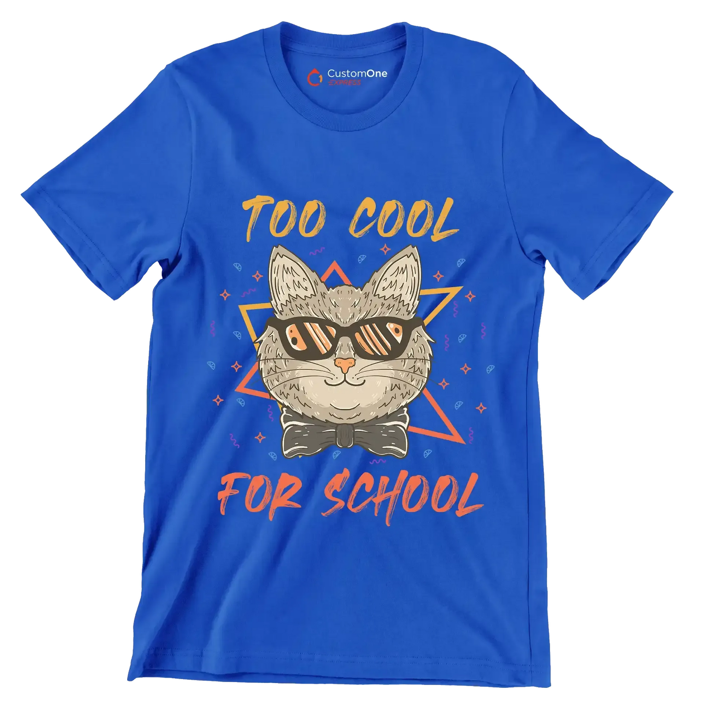 Too cool for school - Cat Themed T-Shirt-Blue-S-Custom One Express