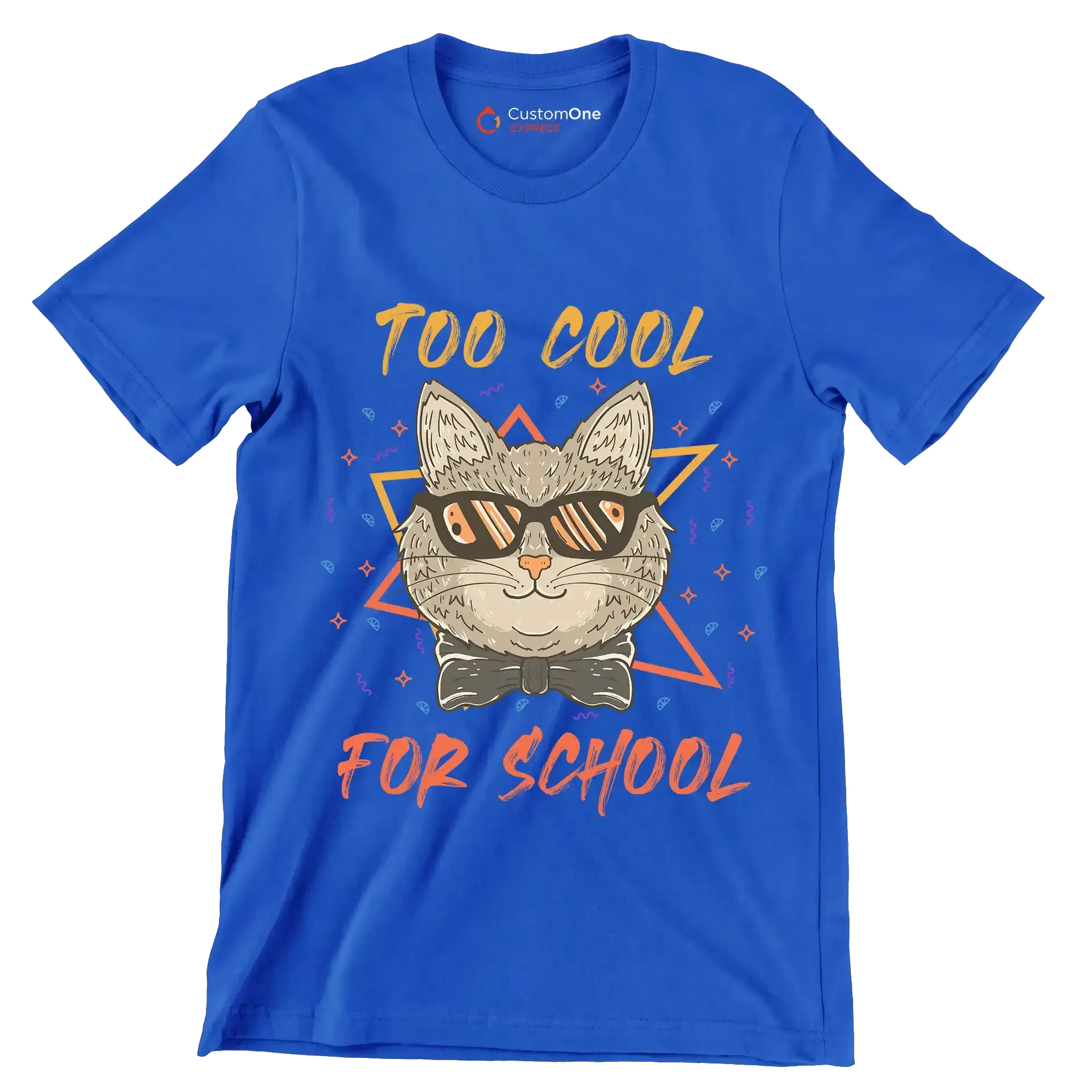 Too cool for school - Cat Themed T-Shirt-Blue-S-Custom One Express