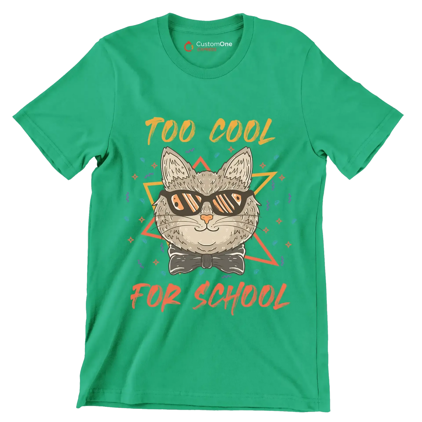 Too cool for school - Cat Themed T-Shirt-Green-S-Custom One Express