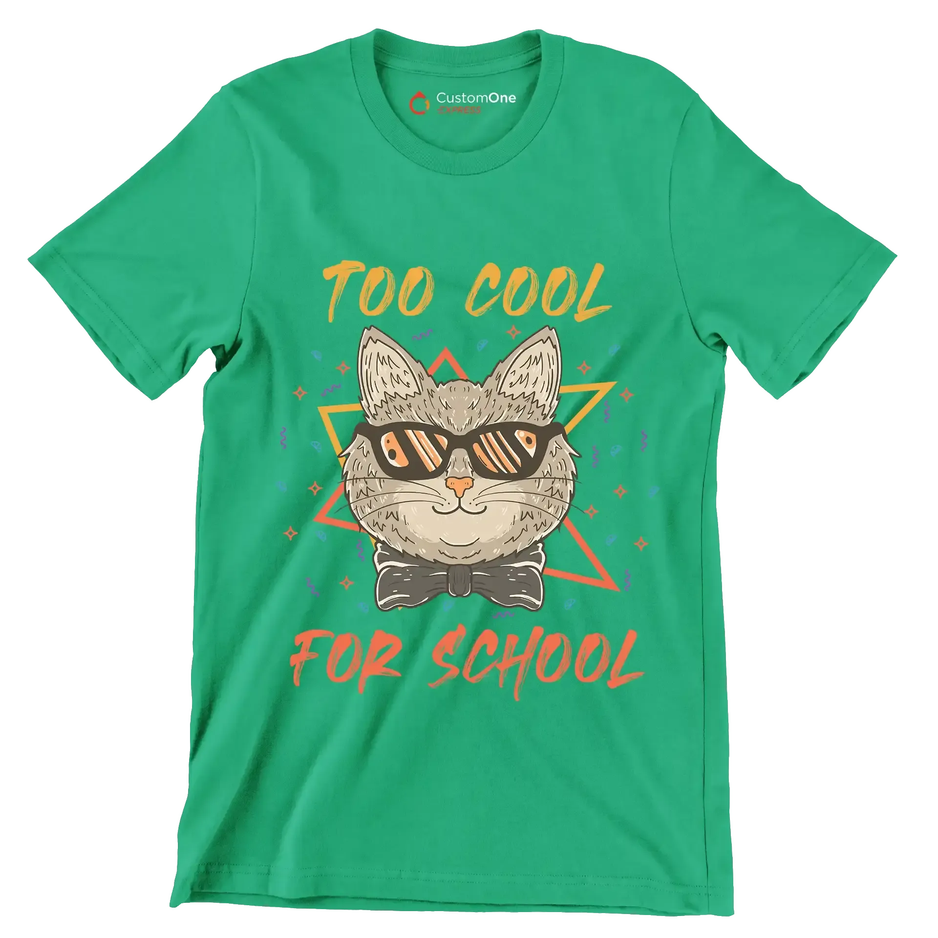 Too cool for school - Cat Themed T-Shirt-Green-S-Custom One Express