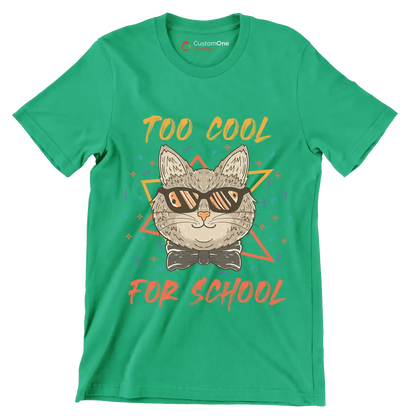 Too cool for school - Cat Themed T-Shirt-Green-S-Custom One Express