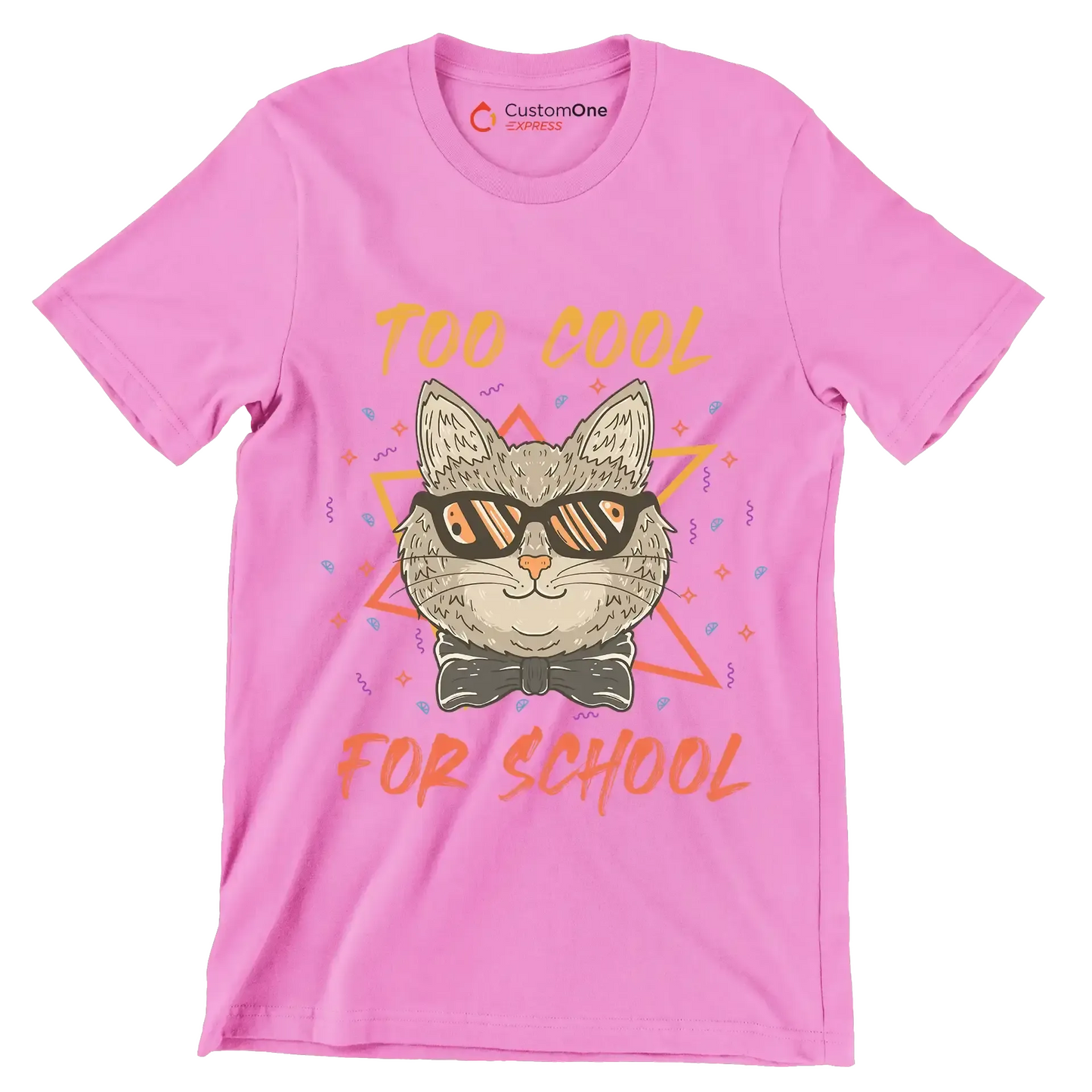 Too cool for school - Cat Themed T-Shirt-Pink-S-Custom One Express