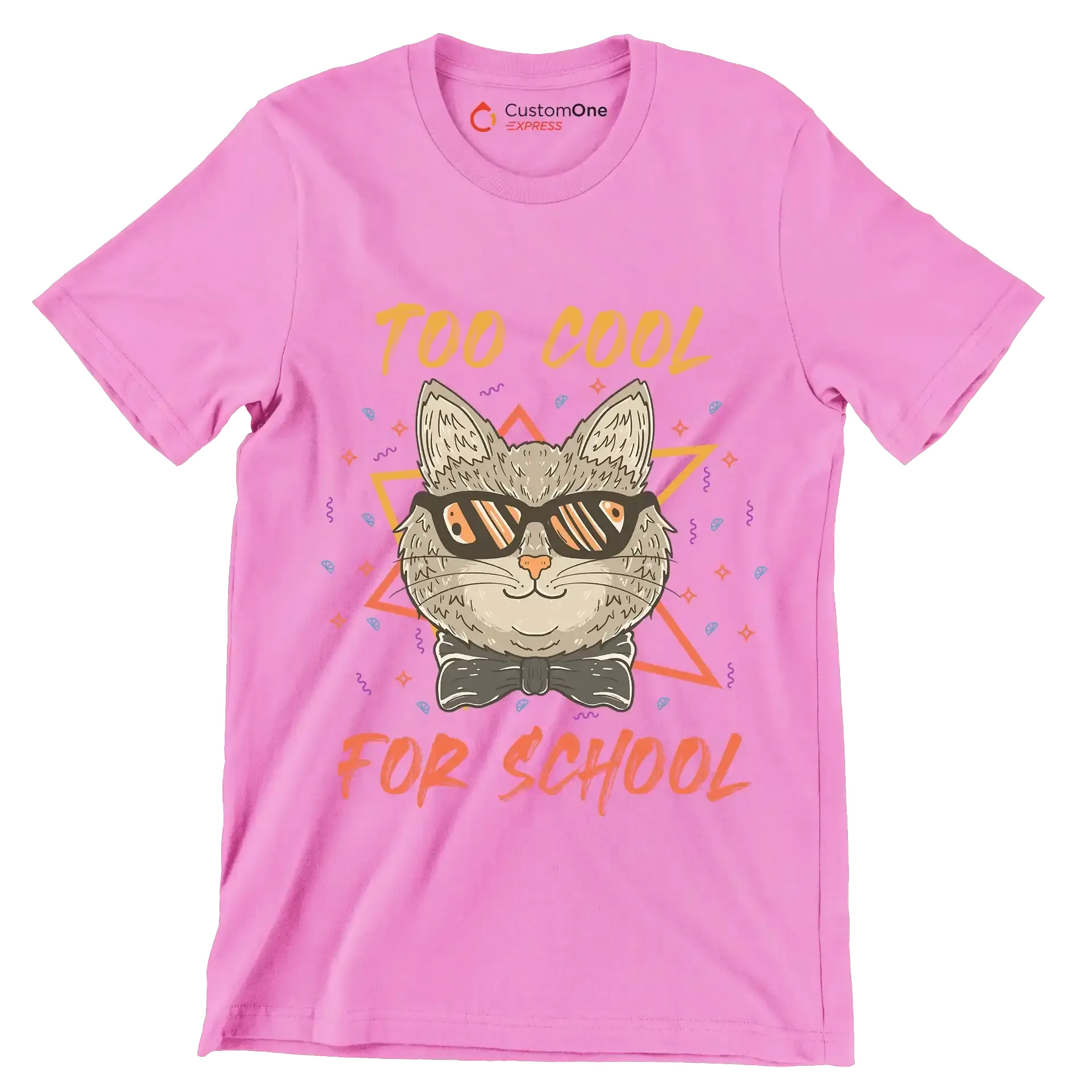 Too cool for school - Cat Themed T-Shirt-Pink-S-Custom One Express