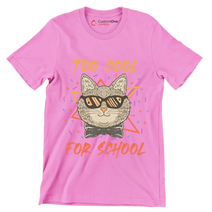 Too cool for school - Cat Themed T-Shirt-Pink-S-Custom One Express