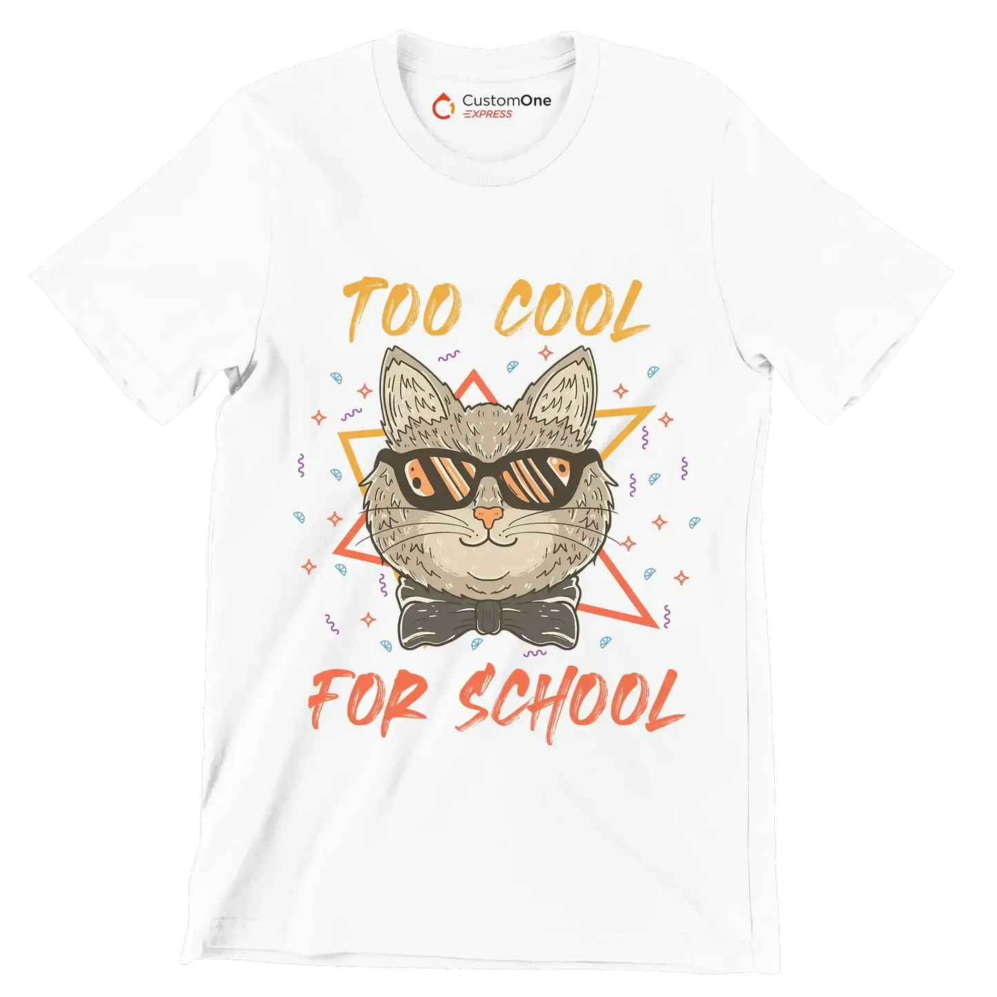 Too cool for school - Cat Themed T-Shirt-White-S-Custom One Express