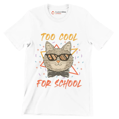 Too cool for school - Cat Themed T-Shirt-White-S-Custom One Express