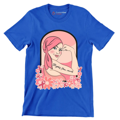 Tougher than cancer - Breast Cancer Awareness T-Shirt-Blue-S-Custom One Express