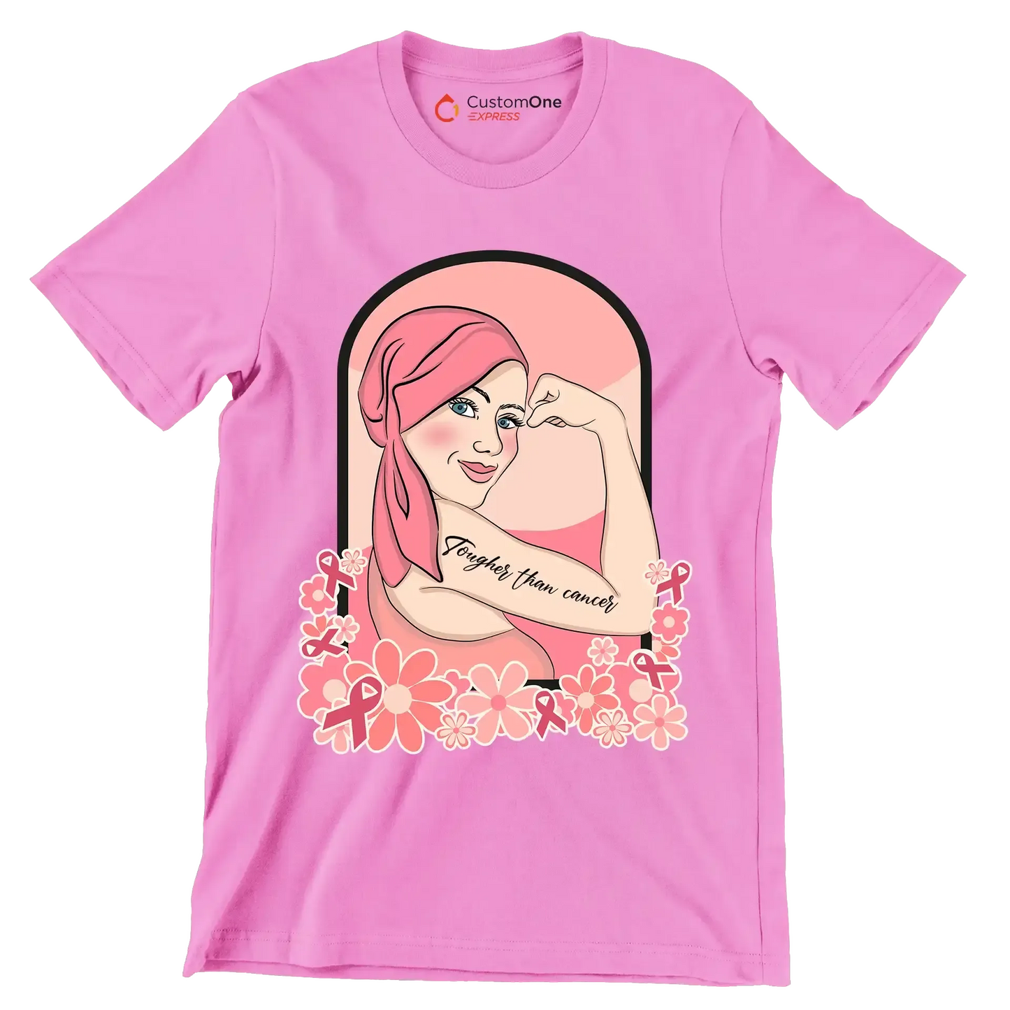 Tougher than cancer - Breast Cancer Awareness T-Shirt-Pink-S-Custom One Express