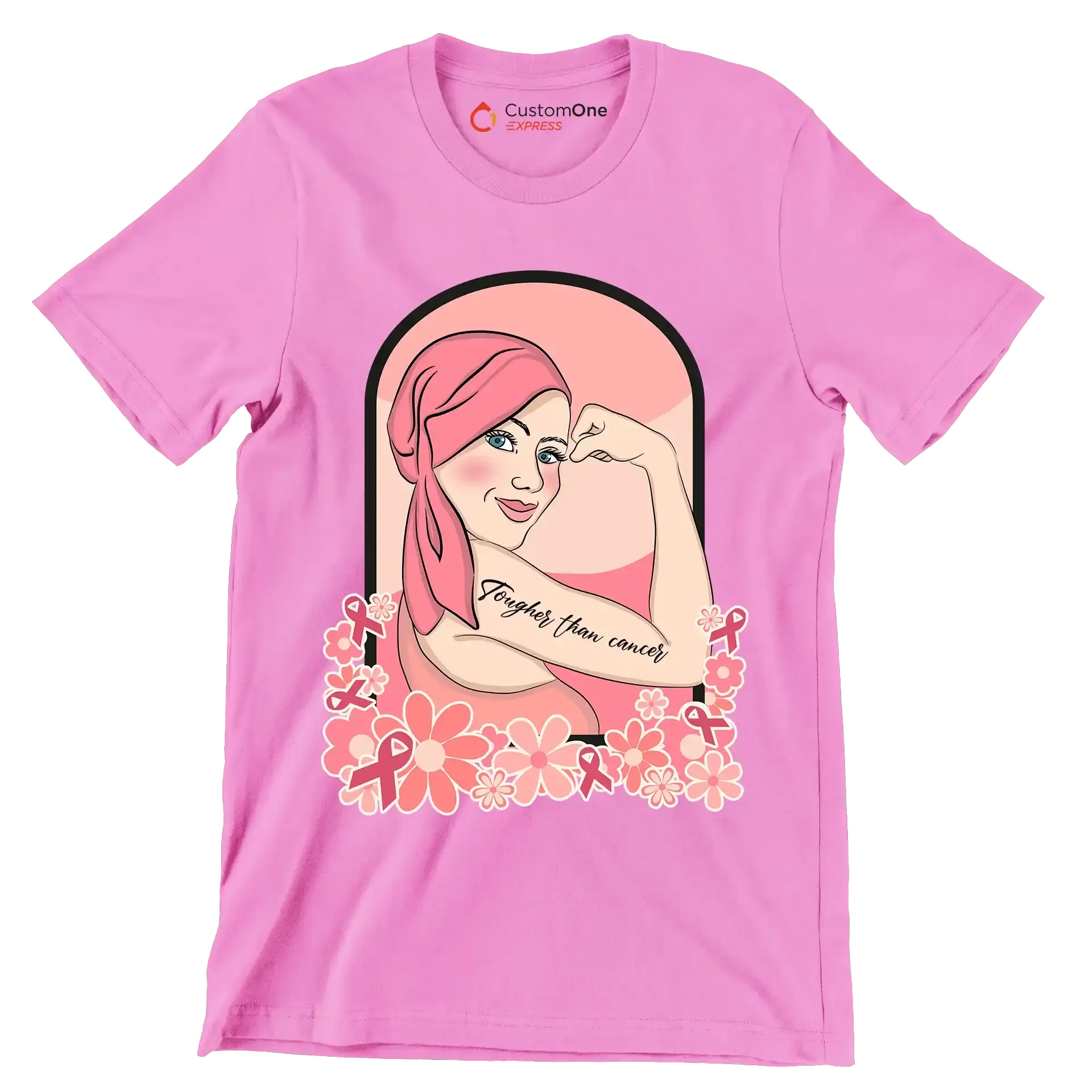 Tougher than cancer - Breast Cancer Awareness T-Shirt-Pink-S-Custom One Express