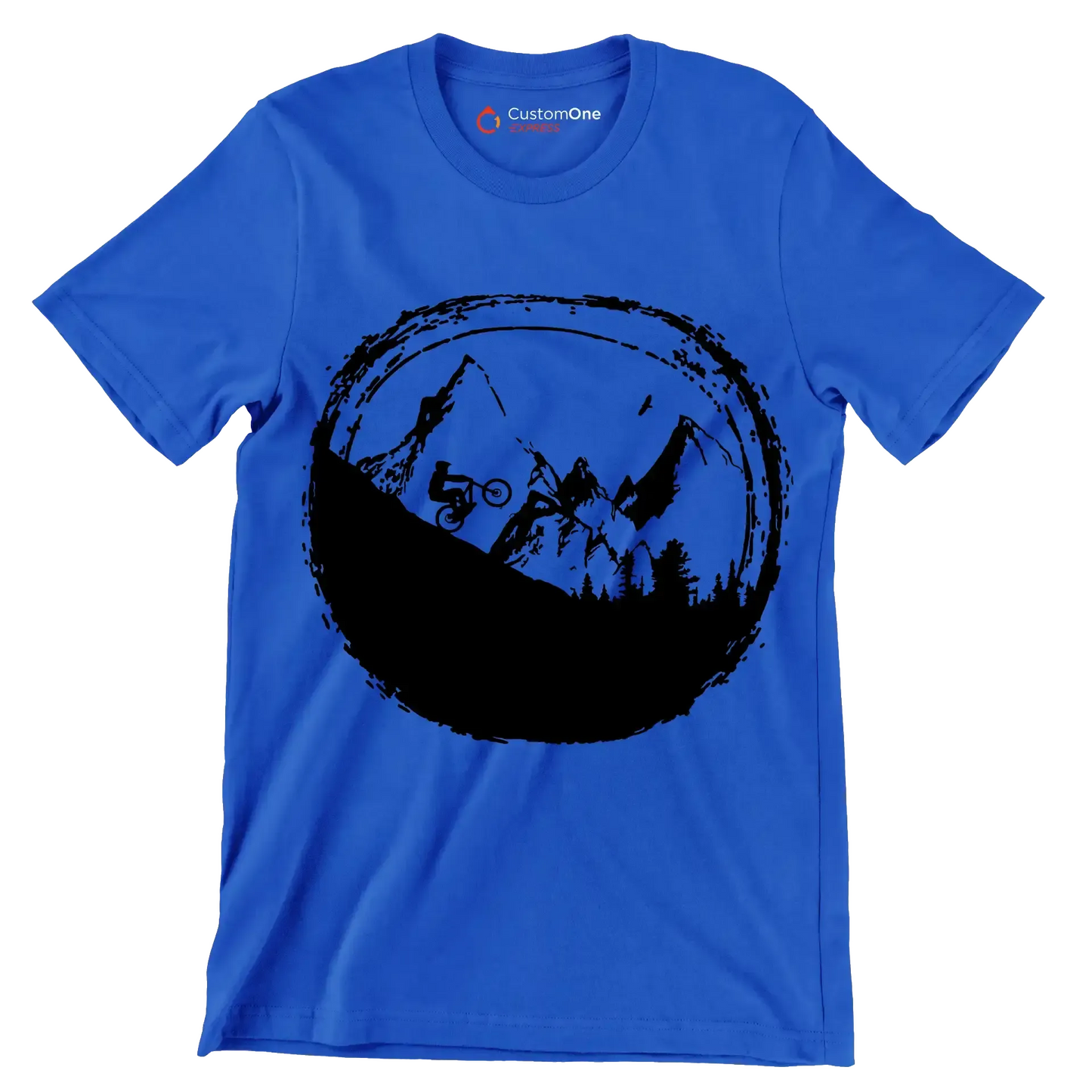 Trailblazer T-Shirt – Explore Nature on Two Wheels - Bicycle Themed T-Shirt-Blue-S-Custom One Express