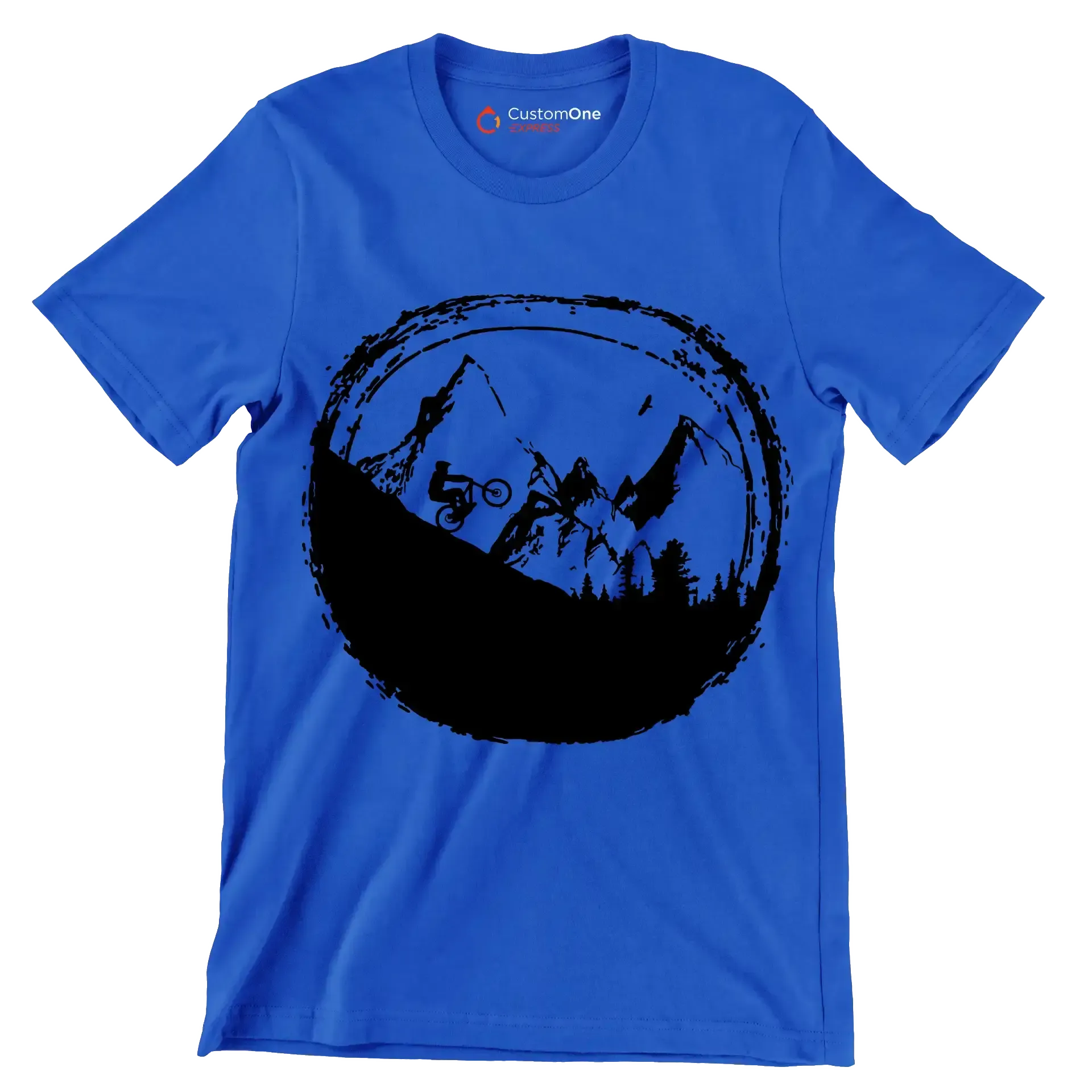 Trailblazer T-Shirt – Explore Nature on Two Wheels - Bicycle Themed T-Shirt-Blue-S-Custom One Express