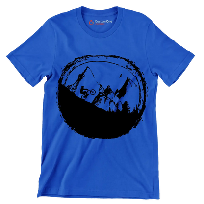 Trailblazer T-Shirt – Explore Nature on Two Wheels - Bicycle Themed T-Shirt-Blue-S-Custom One Express