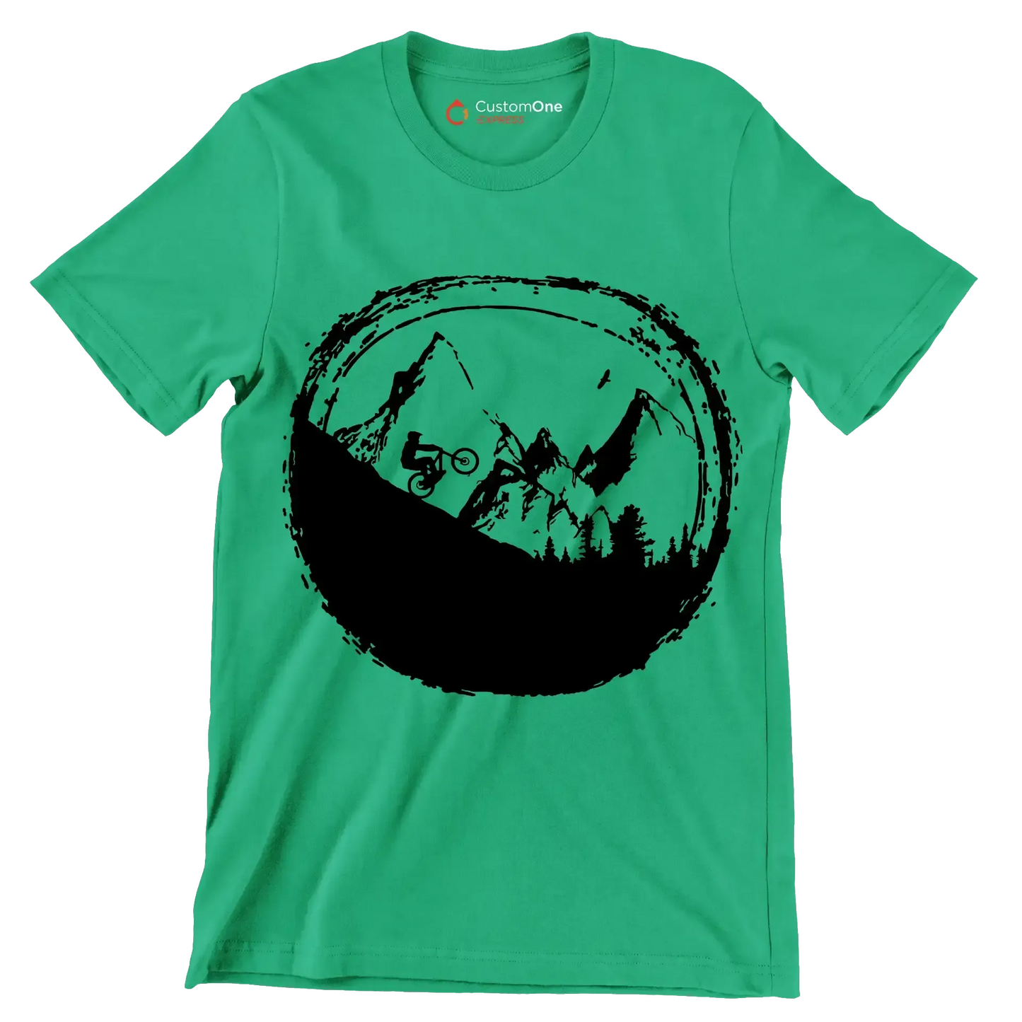 Trailblazer T-Shirt – Explore Nature on Two Wheels - Bicycle Themed T-Shirt-Green-S-Custom One Express