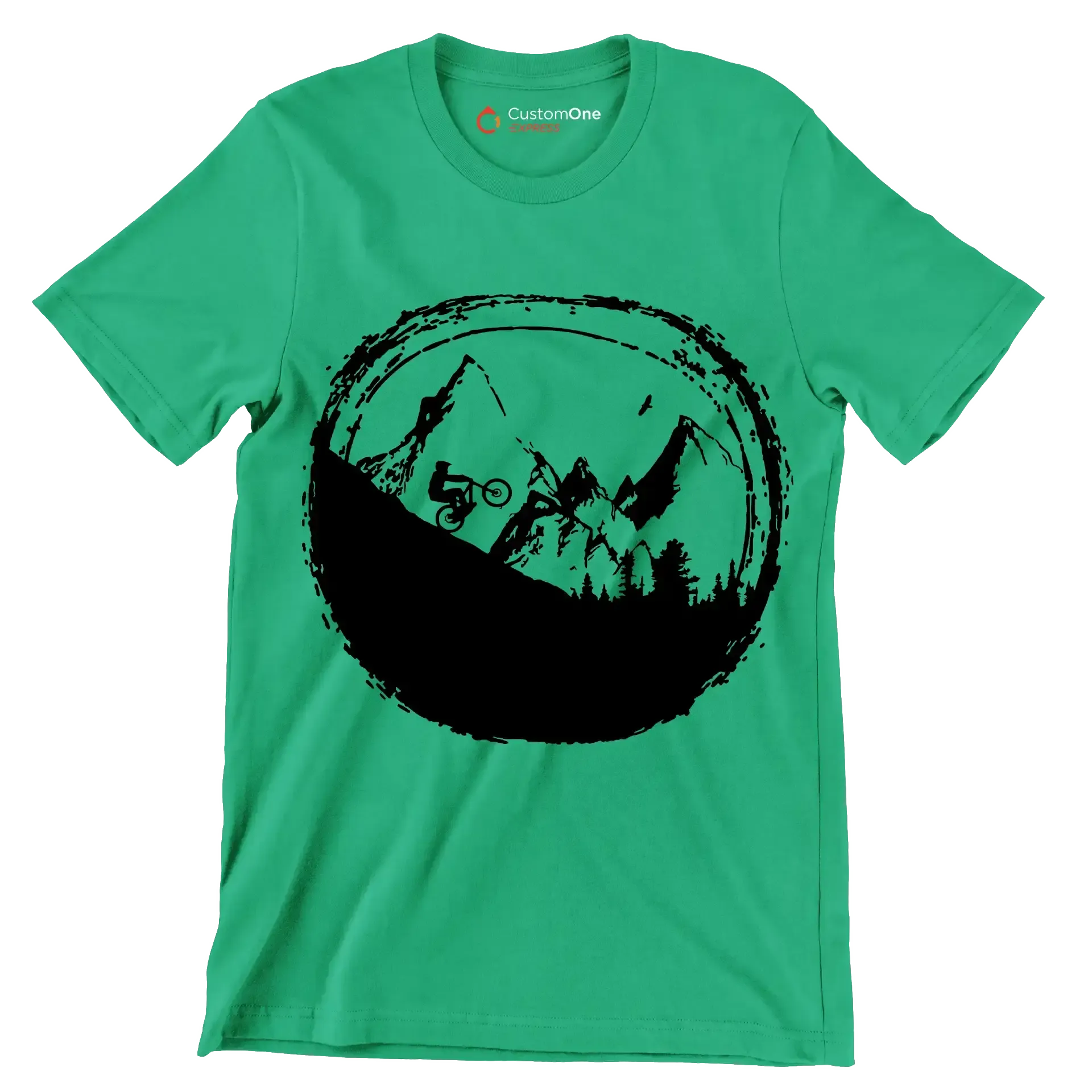 Trailblazer T-Shirt – Explore Nature on Two Wheels - Bicycle Themed T-Shirt-Green-S-Custom One Express
