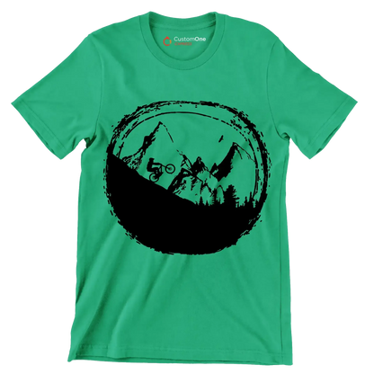 Trailblazer T-Shirt – Explore Nature on Two Wheels - Bicycle Themed T-Shirt-Green-S-Custom One Express
